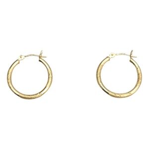 14K Yellow Gold Diamond Cut Hoop Earrings #21648